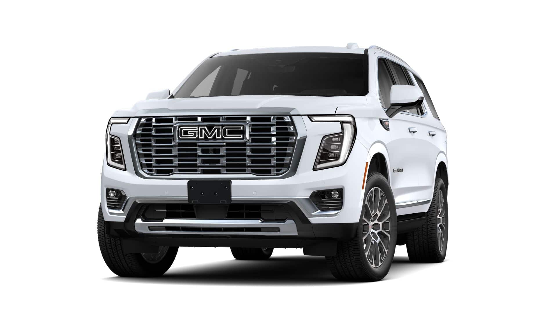 2026 GMC Yukon Denali in Glacier White Tricoat — front three-quarter view